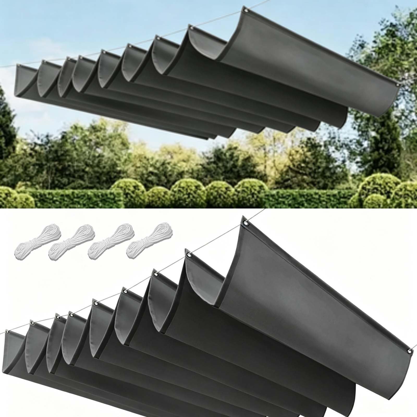 Filet d'ombrage rétractable vague protection UV 98% bâche terrasse gris foncé 125x460