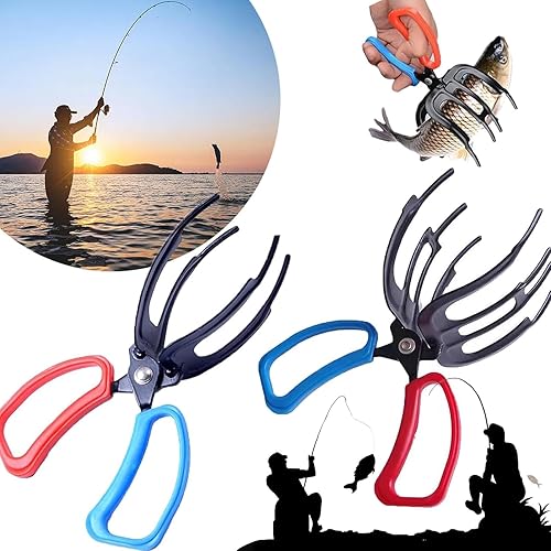 Valentines Day Gifts for Him 2 Packs 2/3 Claw Fish Gripper, Metal Fishing Pliers Gripper Catch Fish Control Clamp,Three Teeth Fishing Pliers Control Forceps for Most Freshwater Fish Grip Tackle Holder