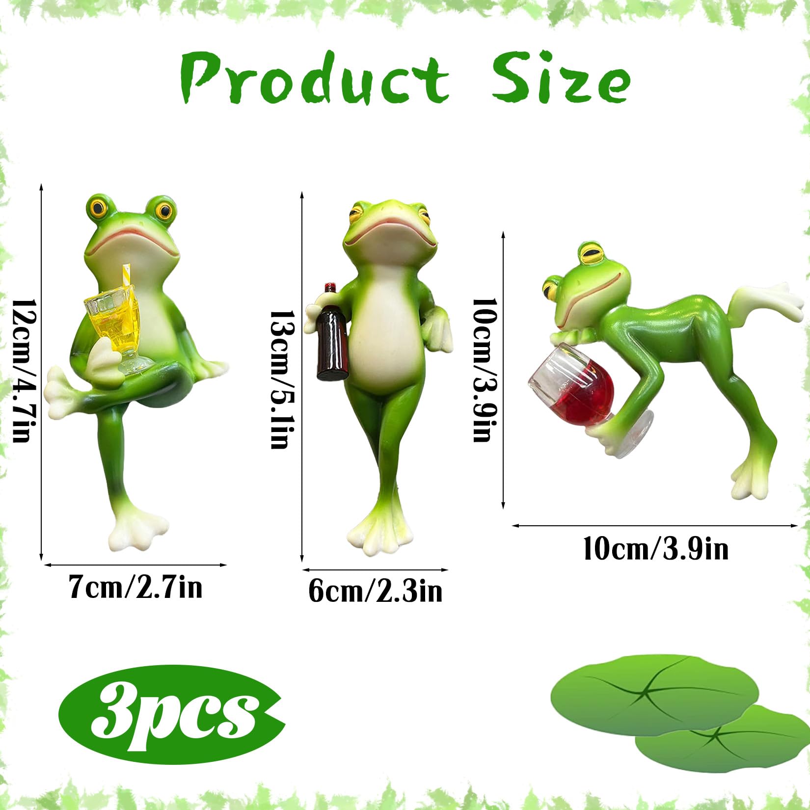 3 mini rane statuette per fiori da appendere a forma di rana, decorazione per piante in vaso, decorazione da giardino, mini laghetto, rana, decorazione da giardino, per laghetto da terrazzo