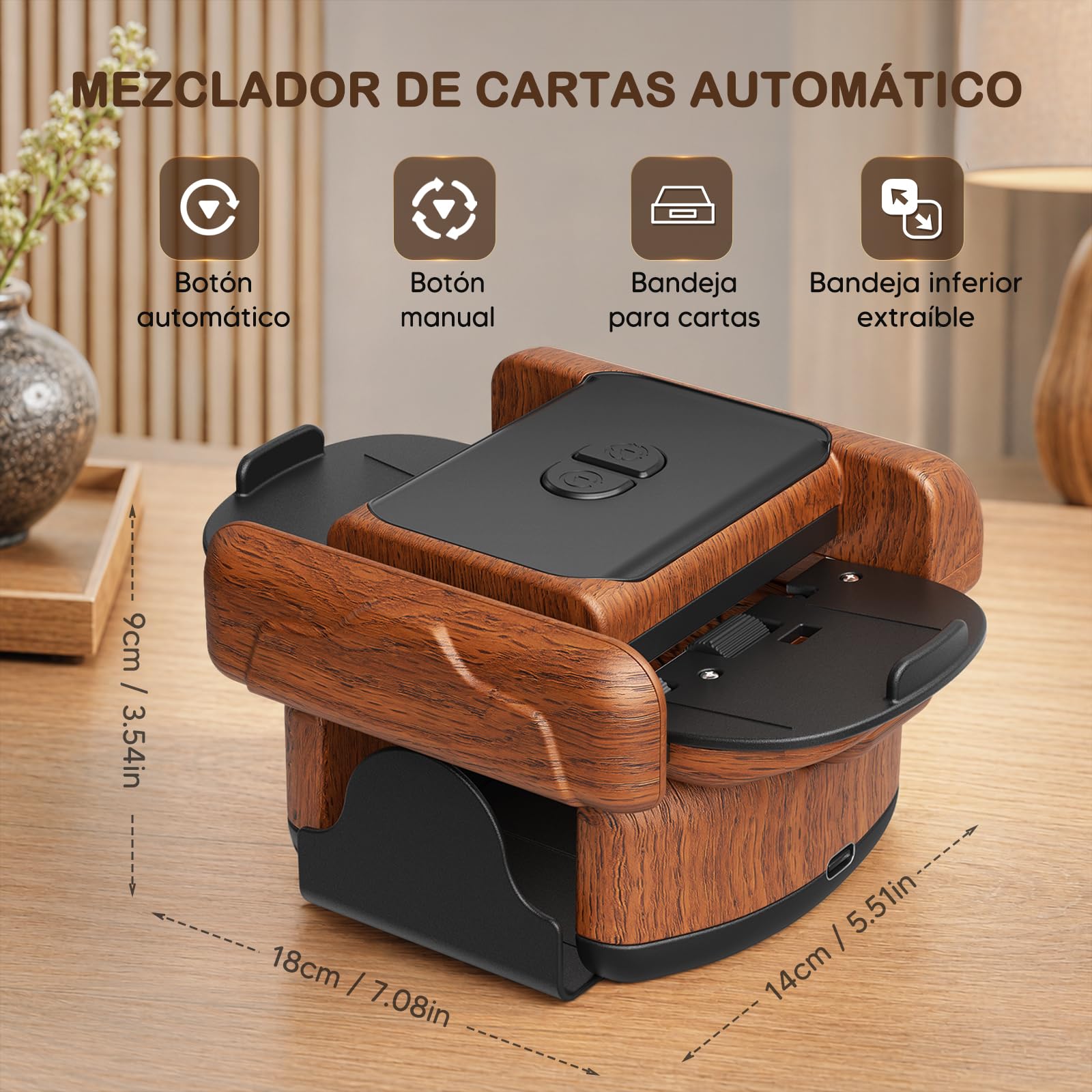 Mélangeur de Cartes Automatique Électrique pour 1-2 Jeux, 2600mAh USB Rechargeable mélangeur de Carte pour UNO Poker Skyjo Blackjack Texas Hold'em, Portable Mélange Silencieux et Rapide, Auto/Manuel