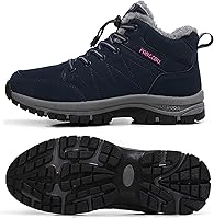 Vista 4 de Botas de nieve para mujer, con forro de piel, cálidas, impermeables, antideslizantes, para invierno, deportes al aire libre