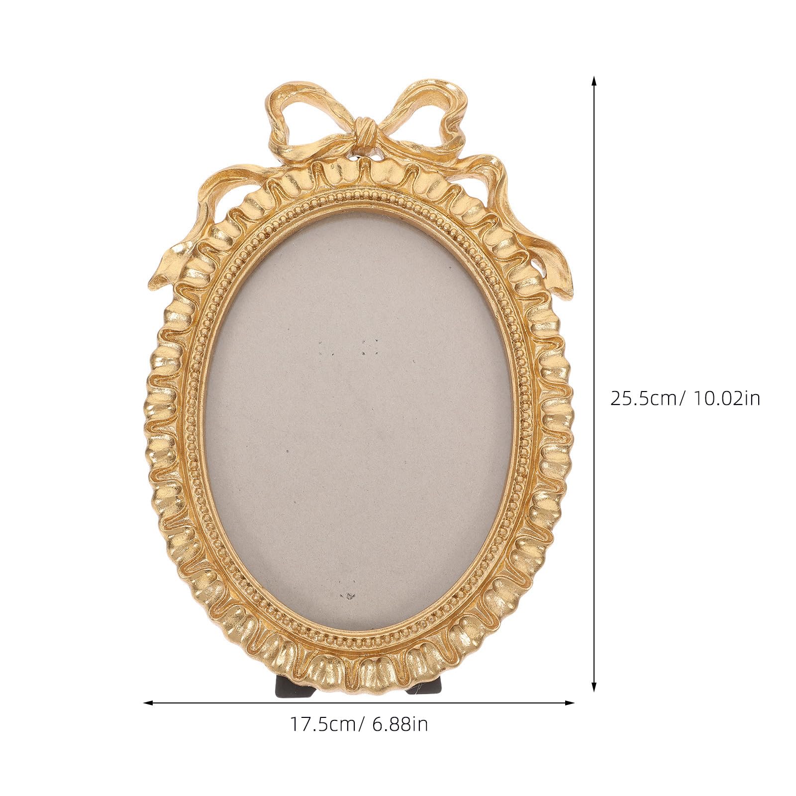 Marco de Fotos Ovalado de Resina Dorado con Lazo Vintage, Fácil de Limpiar, para Exhibición en Mesa o Colgar en Oficina y Bodas