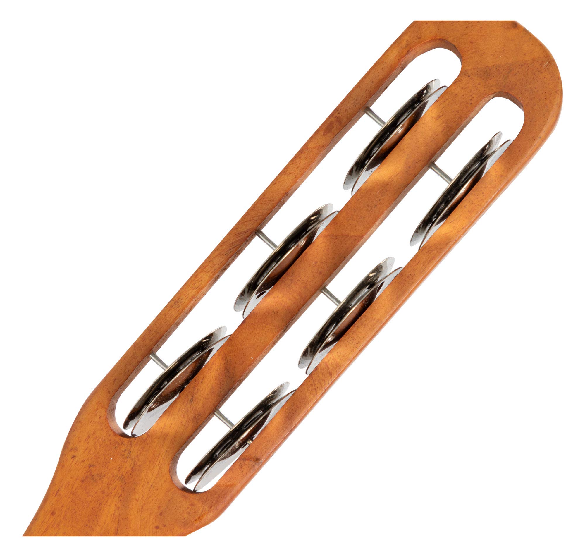 XDrum TS-1 Tambourine Stick Madera Natural, Marco de madera, Longitud: 29 | 6 pares de jingles de acero cromado, Mango ergonómico, 5 cm, Ancho: 5 cm, Peso: aprox. 110 g, Color: natural