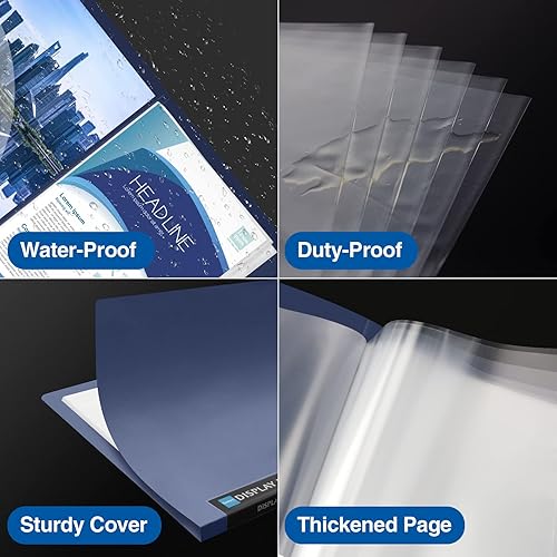 Miniatura 5 de Sooez Portafolios de arte de 11 x 17 pulgadas, carpeta grande con 30 bolsillos y hojas interiores negras, 60 páginas, libro de presentación de 11 x