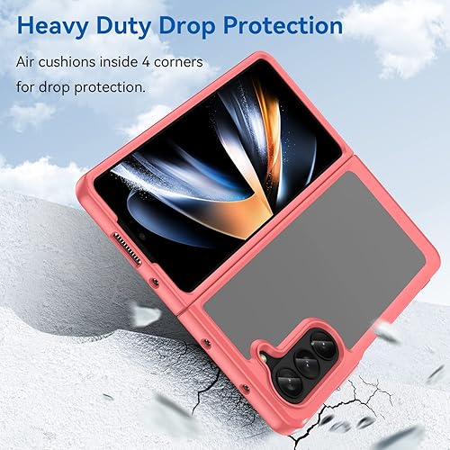 Miniatura 4 de Funda para Samsung Galaxy Z Fold 5 5G Acrílico transparente + TPU Funda protectora transparente sin amarillamiento (rojo)