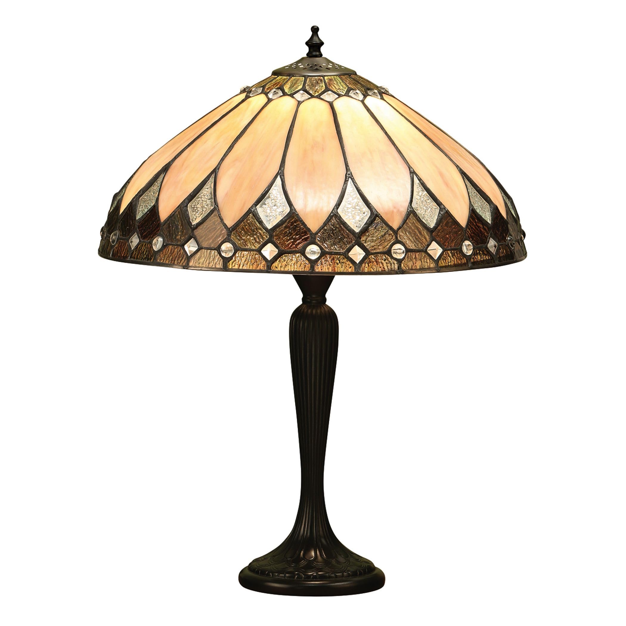 Endon Dark Bronze Brooklyn Medium Tiffany Style Table Lamp - Interiors 1900 63982