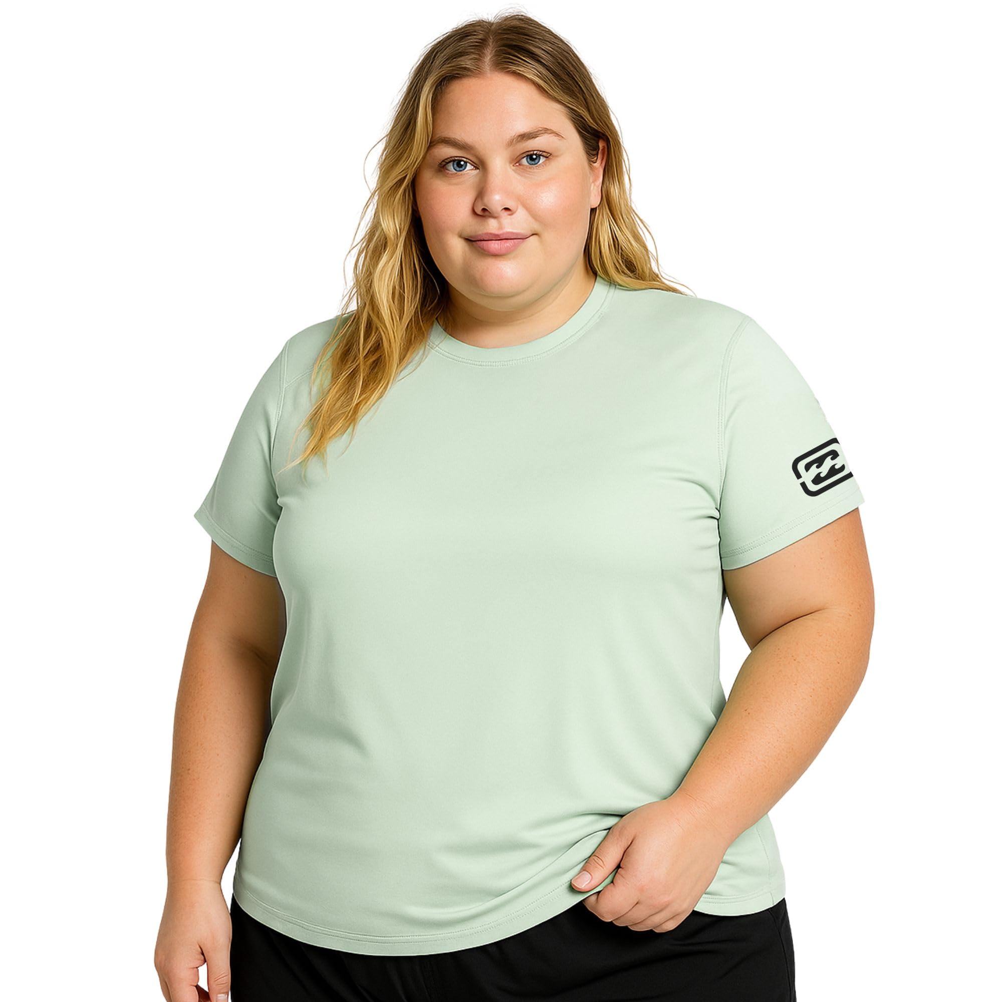 billabong plus size rash guard for women, upf 50+ long & short sleeve swim shirt mint