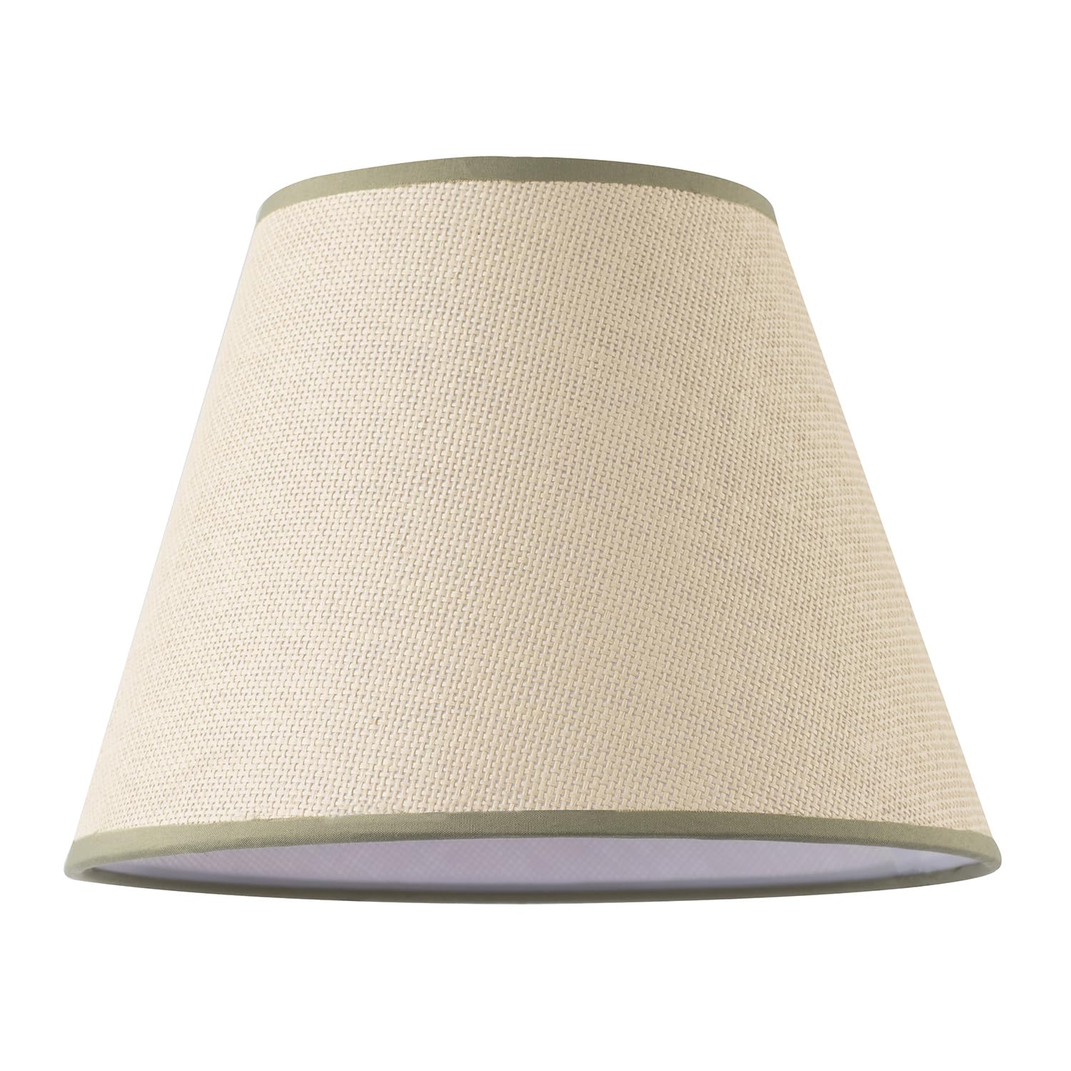 Happy Homewares Green Classic Rattan Tweed Lamp Shade With Olive Cotton Fabric Trims