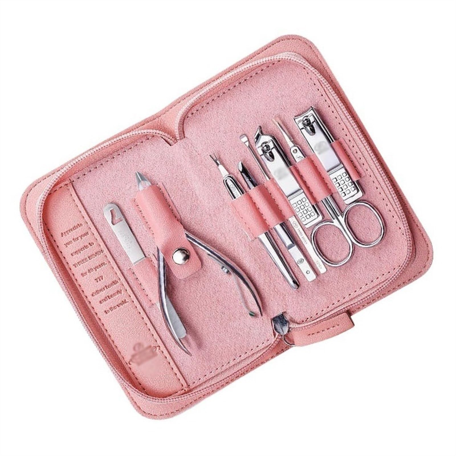 Maniküre-Set, Pediküre, Nagelknipser, 8-in-1-Profi-Pflegeset aus Edelstahl mit Leder-Reiseetui