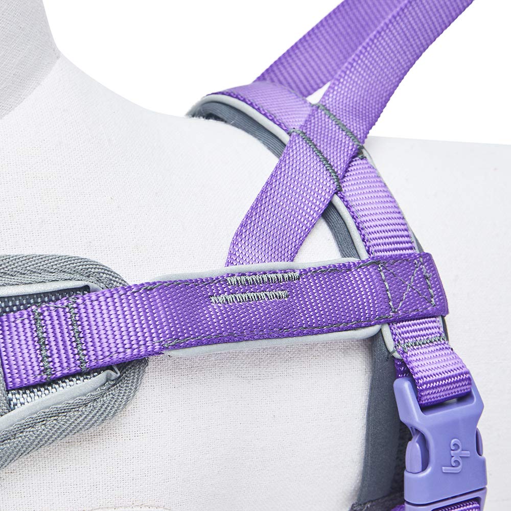 Blueberry Pet Comfy 3M Harnais rembourré avec bandes réfléchissantes pour chien, tour de poitrine 42 cm-54 cm, violet, taille S, harnais de dressage réglable en nylon pour chiens