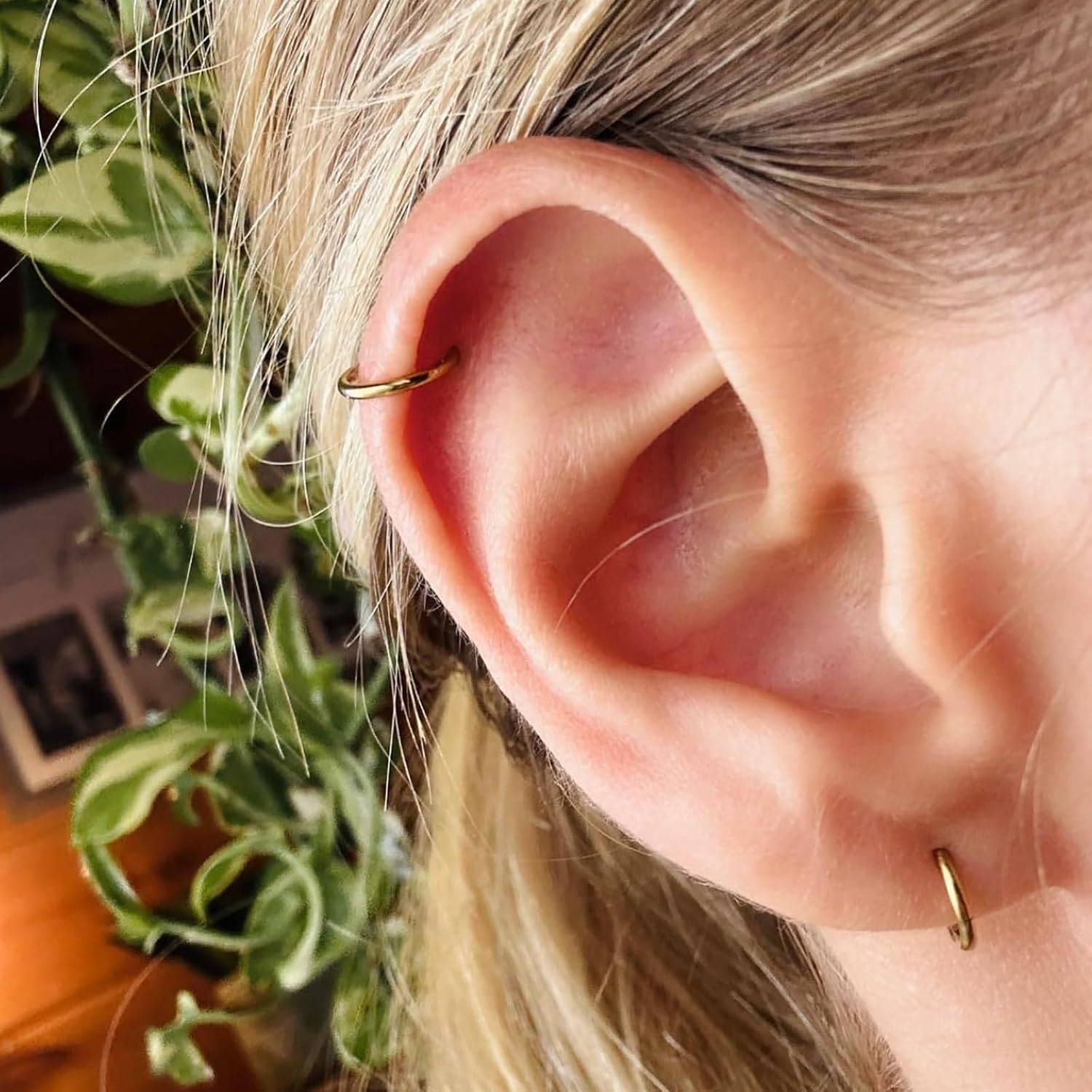 SYLWIA 22G 14K Gold Nose Ring - 8mm/10mm Real Gold Nose Hoop, Hypoallergenic Seamless Tiny Nose Rings for Women & Men - Image 3