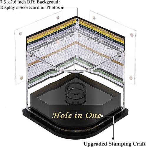 Miniatura 3 de HYYPME Vitrina de pelota de golf para pelota de golf con marco de visualización completo de tarjeta de puntuación regalos de golf accesorios para