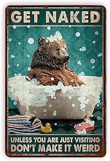 Bear Bath Metal Tin Retro Sign Metal Poster, Bear Metal Poster, Funny Bathroom Wall Art, Bathroom Hanging Decor,Home Decor,Funny Toilet Metal Sign Bathroom Wall Art Home Decor 8X12Inch