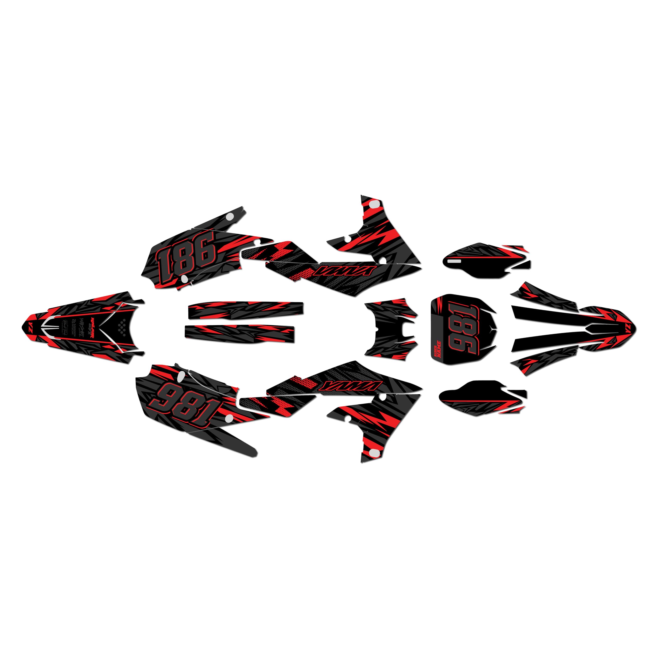 Kalair GFX Graphics Kit for Yamaha YZ250F 2019-23 and YZ450F 2018-22 Twitch Series Red 21 Mil - Pro Edition - Dirt Pit Bike Motorcycle Sticker,