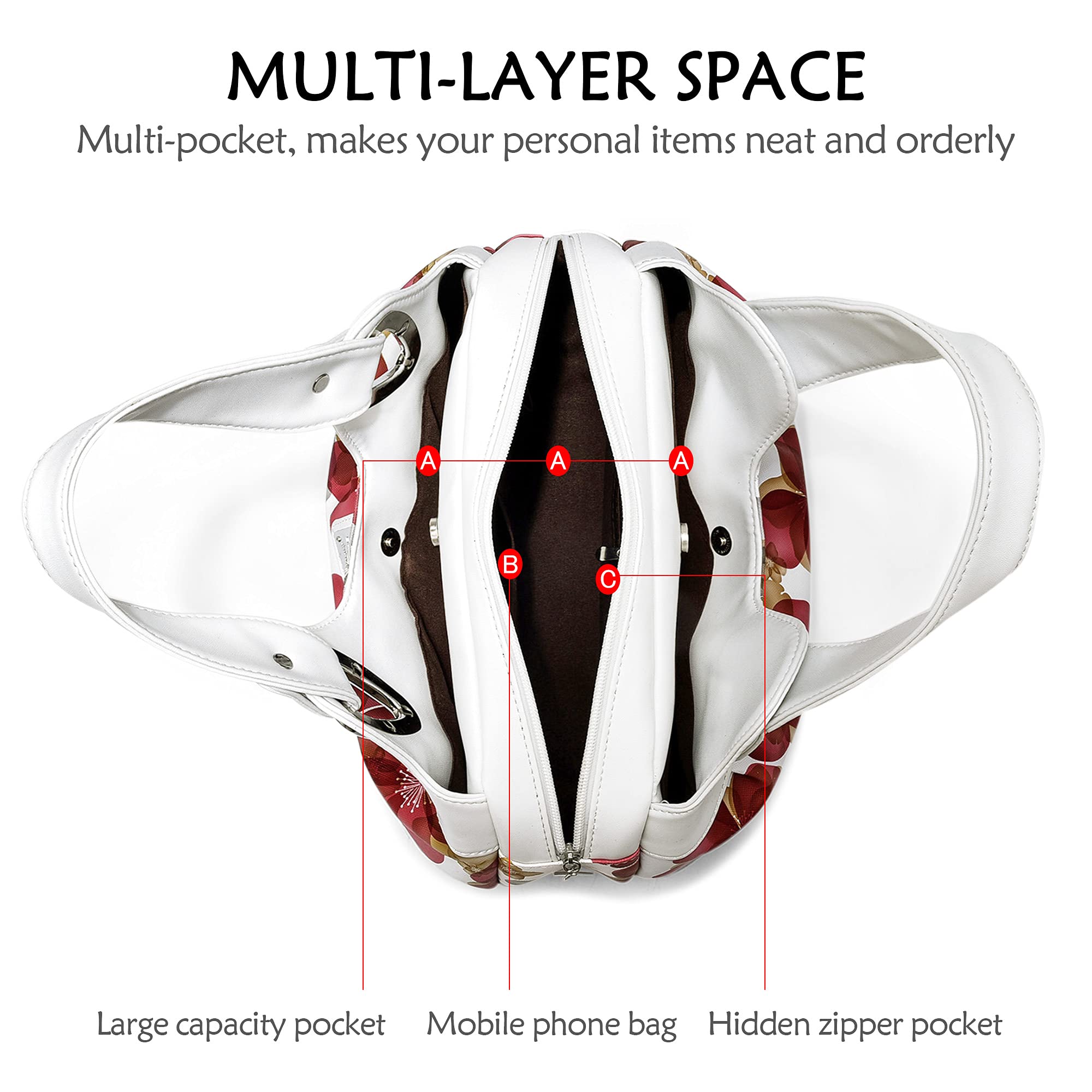 DIRRONA Moda Borse da Donna Borsa a Tracolla Casual Vacanza Signora Totalizzatore Viaggio Borsa da Spiaggia Impermeabile PU Pelle Borse a Mano Fiore