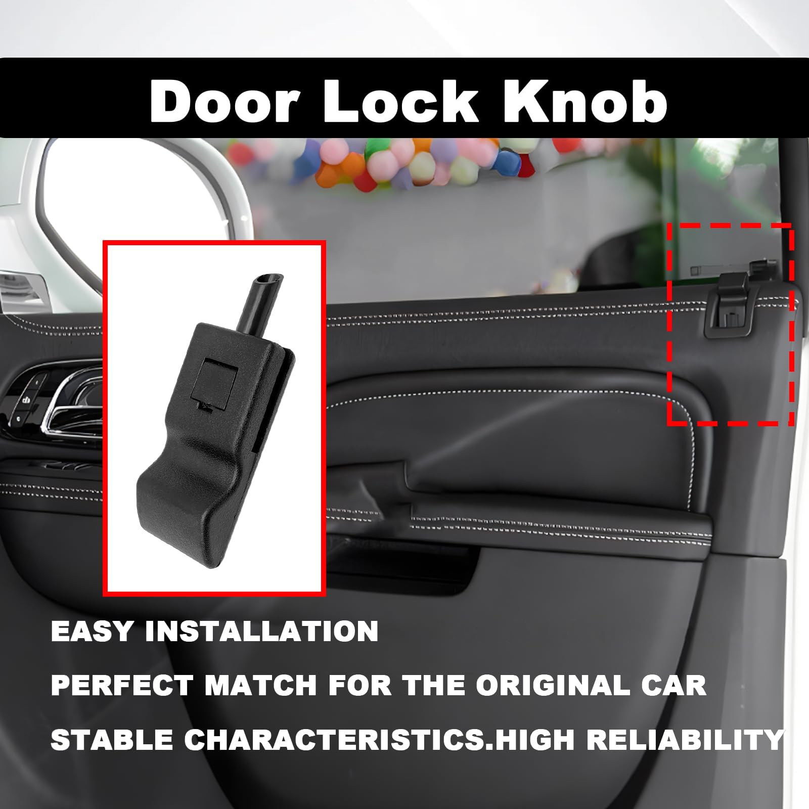 MACHSWON 2Pcs Interior Front Or Rear Door Lock Knob Buckle Window Locker Door Lock Knob Compatible with Chevy Avalanche Silverado Suburban Tahoe GMC Sierra Yukon Cadillac Escalade 2007-2014 15844616 - Image 4