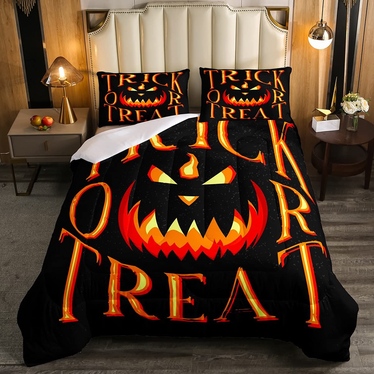 Set Biancheria Letto Halloween - Copripiumino King Size 230x220cm + 2 Federe, Microfibra Morbida, Tema Festivo