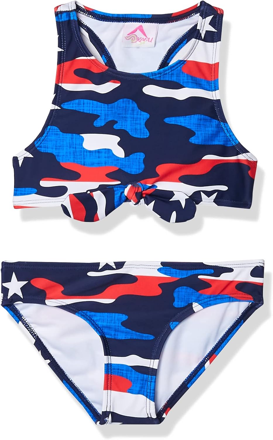 Kanu Surf Girls Addie UPF 50+ Beach Sport Racer Bikini 2-Piece Swimsuit 8 American Dream Flag