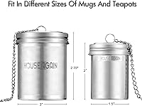 Vista 3 de House Again Infusor de Té (Paquete de 2, Grande + Pequeño), Coladores de Té de Malla Extrafina para Té Suelto, Colador de Té de Acero Inoxidable