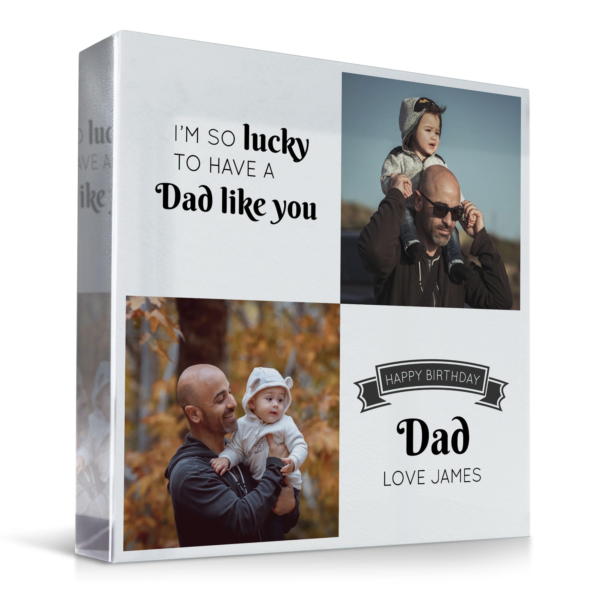 Red Ocean Personalised Dad Photo Gift - Acrylic Freestanding Block - Dad Gift For Birthday - Birthday Gifts For Dad - Dad Birthday Gifts - Dad Gifts From Daughter Son