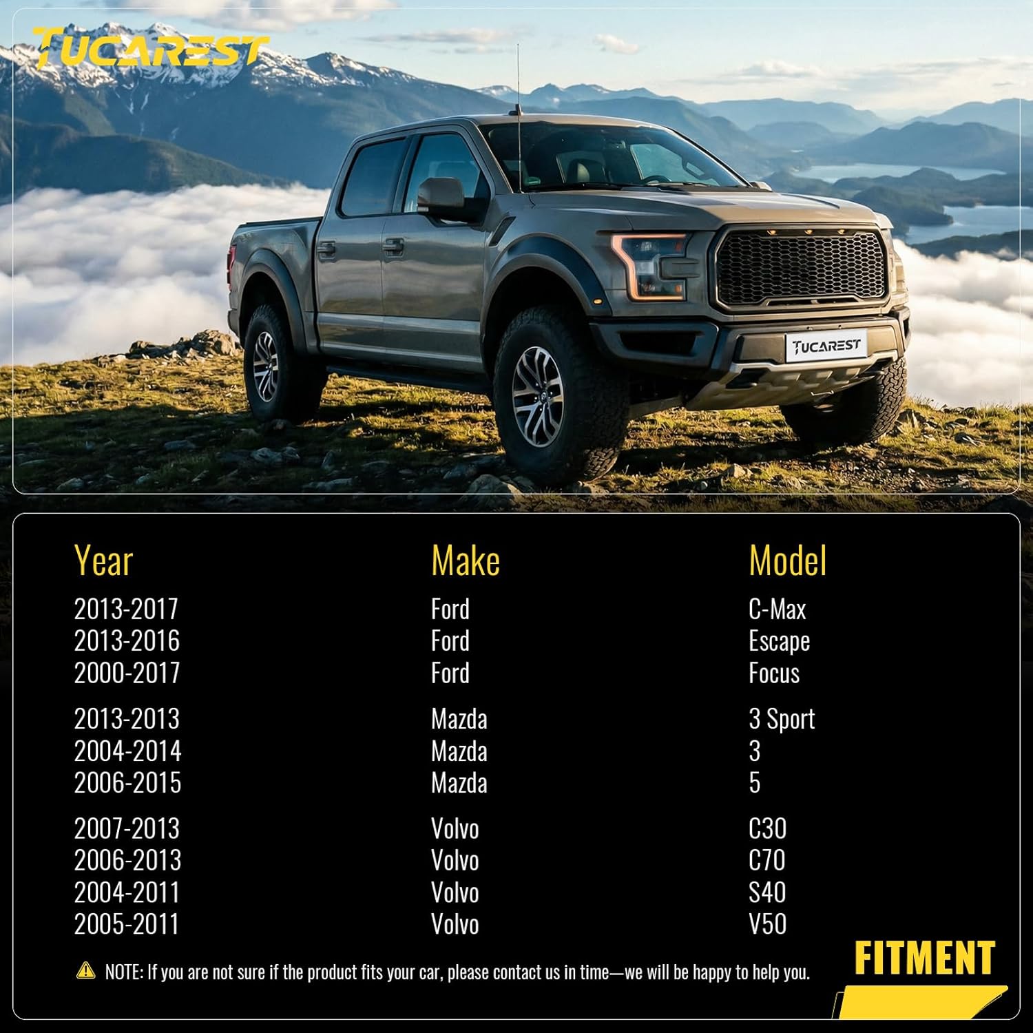 TUCAREST 2Pcs K100002 Rear Upper Control Arm Assembly Compatible With Fo-rd C-Max Escape Focus/Mazda 3 5 /V-olvo C30 C70 S40 V50 Adjustable Camber Arm Left Right Suspension