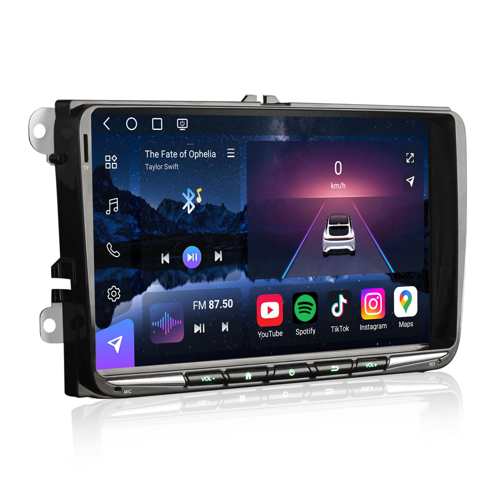 9" Qualcomm 128GB Android 16 Radio Coche Volkswagen Passat Golf 5 Golf 6 T5 | Erisin Radio Bluetooth VW Touran Polo 6R Caddy Jetta Seat Skoda CarPlay Android Auto GPS Navegador DAB+Wifi 4G DSP RDS Canbus