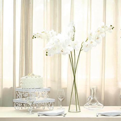 Efavormart - 2 tallos de orquídea de seda blanca de 40 pulgadas de alto, tallos de flores artificiales de tacto real para decoración de boda