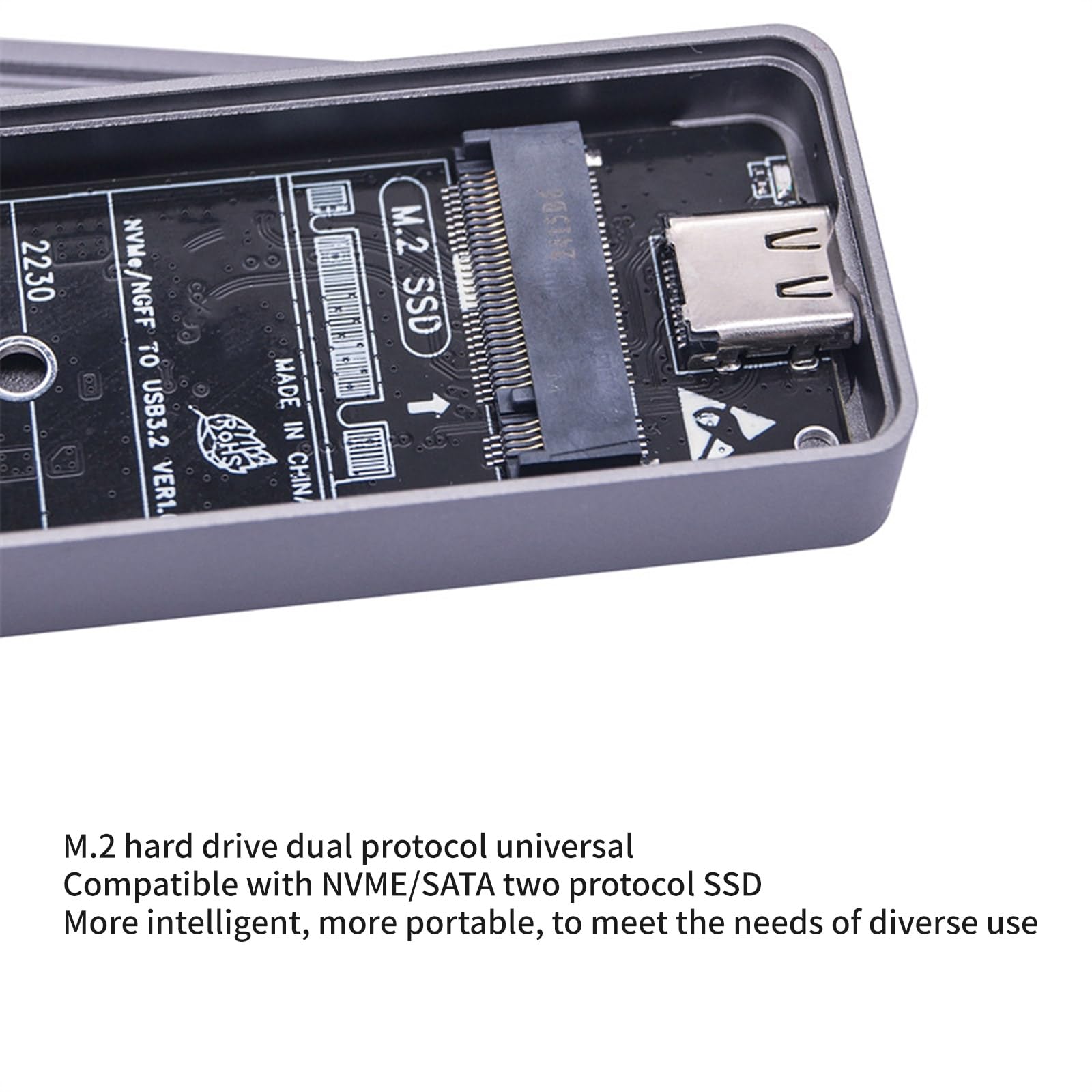 Caja de disco sólido USB C para protocolos dobles 2242 2280, instalación sin herramientas, soporta hasta 4 TB y 20 Gbps