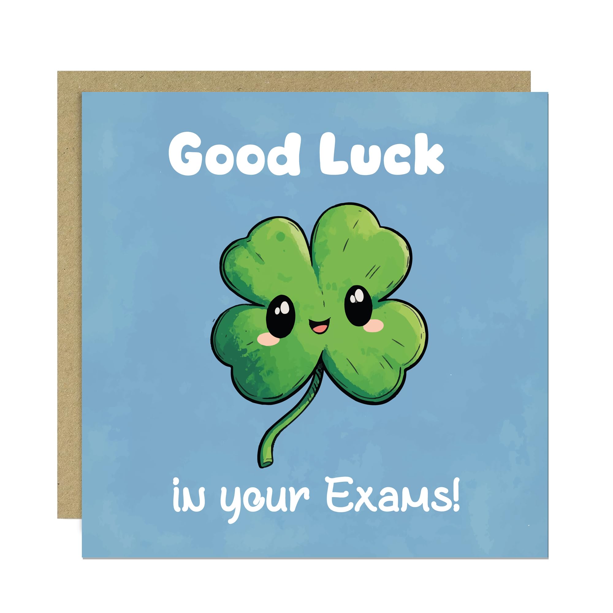 RED OCEAN Good Luck In Your Exams A Levels GCSEs Card For Granddaughter Son Daughter Grandson Friend With Kraft Envelope Fourleaf Clover Greeting Card For Good Luck