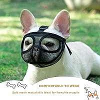 Vista 6 de Ohcozzy Bozal corto para perro, ajustable que no cubre los ojos, bozal de malla para morder y masticar (L, negro)