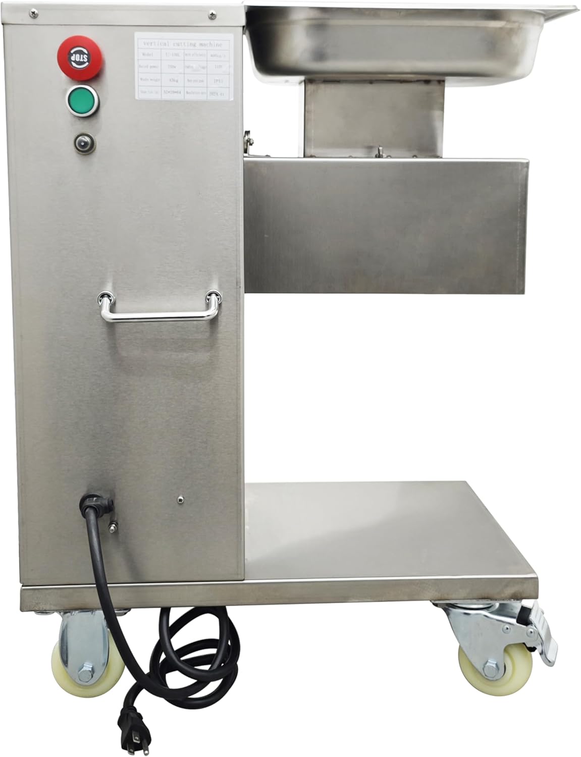 INTBUYING 4mm Meat Cutter All Stainless Steel Commercial Electric Slicer Shredded Diced for Steak Beef Pork Meat 5.7×3inch Feed Inlet TJ-130L-B 110V