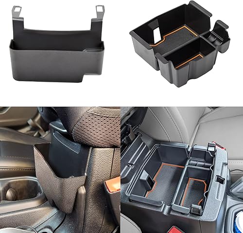 EDBETOS Organizador de consola central con ribete naranja y caja colgante compatible con Jeep Wrangler JLJLU 2018 2019-2024 y Jeep Gladiator JT
