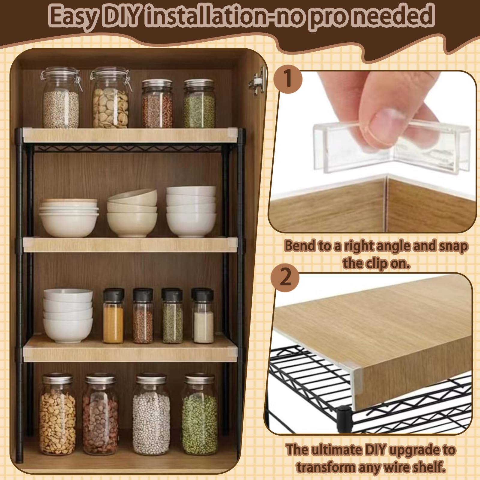 Generisch Stück Drahtregalabdeckungen, 71 x 30 x 6,5 cm, herausnehmbare Regaleinlagen für Küche und Bad, strapazierfähiger, feuchtigkeitsbeständiger Vorratsschrank-Organizer, holzfreie Schrankdekorat