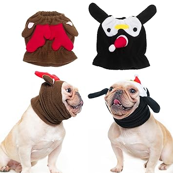 Small Dog Costume - Elk Style & Penguin Style Costumes for Dogs Warm Comfortable Dog Clothes Soft Polar Fleece Dog Christmas Outfit, 2 Pieces