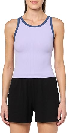 florence by mills Womens Sunburst Contrast Rib High Neck Tank Top