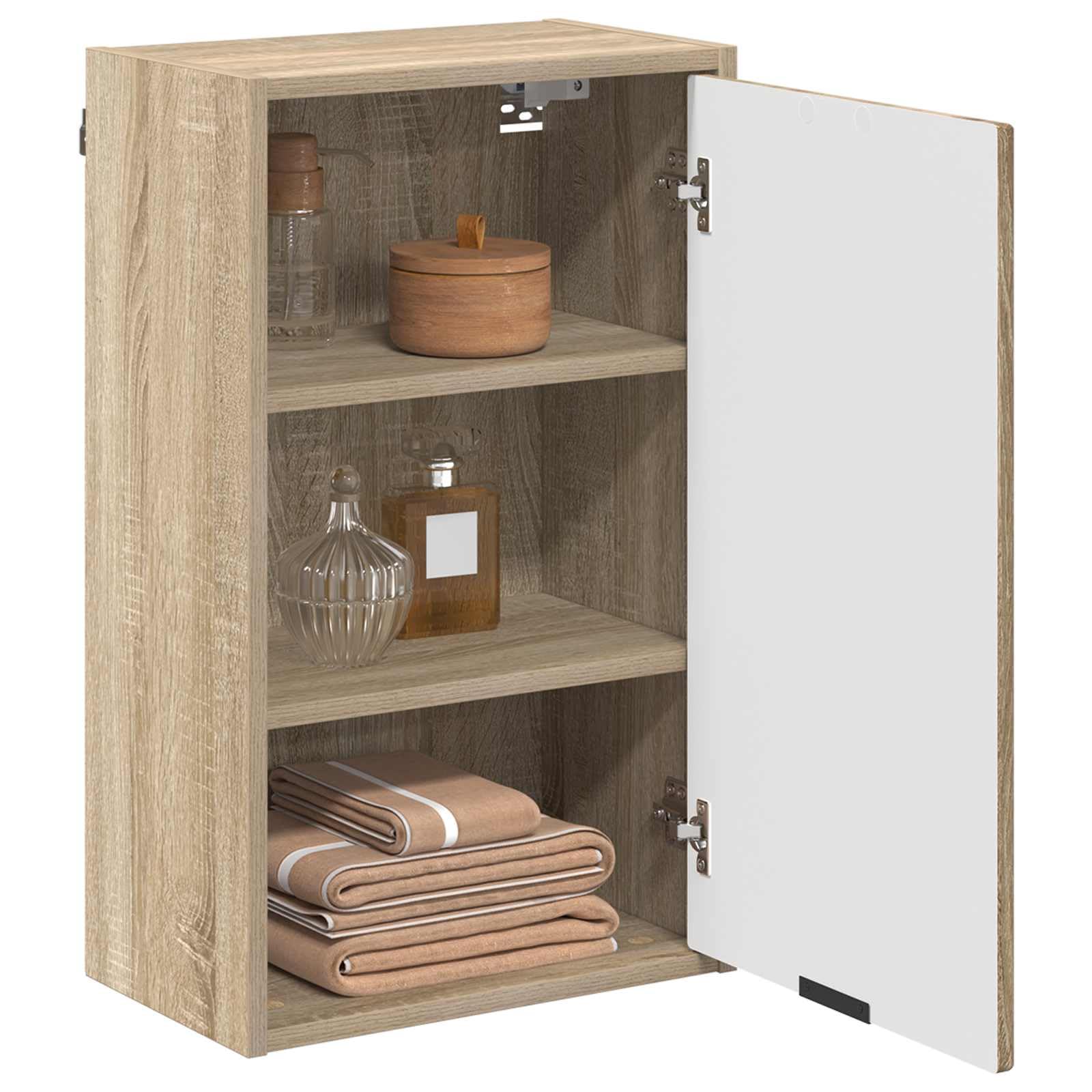 vidaXL Badezimmerschrank Wandmontiert Sonoma-Eiche 39 x 23,5 x 65 cm, Moderner Badezimmerschrank, rechteckige Wandablage, aus Holz, platzsparendes Design, praktisch und kompakt