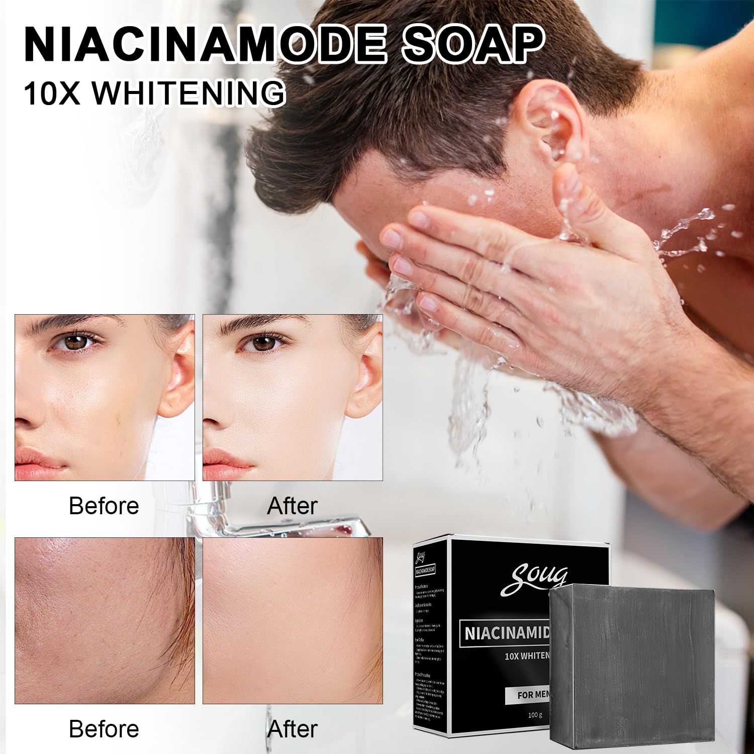 bryanture Face Soap, Men Soap for Bar Soap, Face Soap Bar For Men Wome, Handmade Soap for Face & Body, for All Skin Types (2PCS)