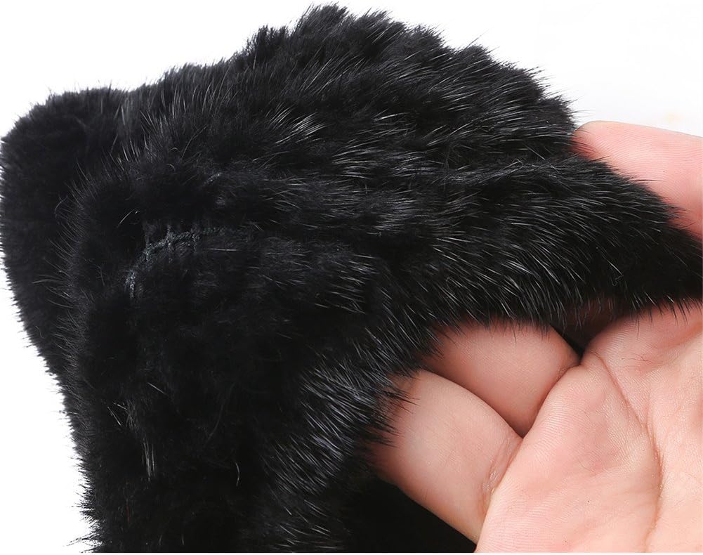 Valpeak Womens Winter Mittens Knitted Mink Fur Gloves Fingerless Arm Warmers Cold Weather Elasticity - Image 8