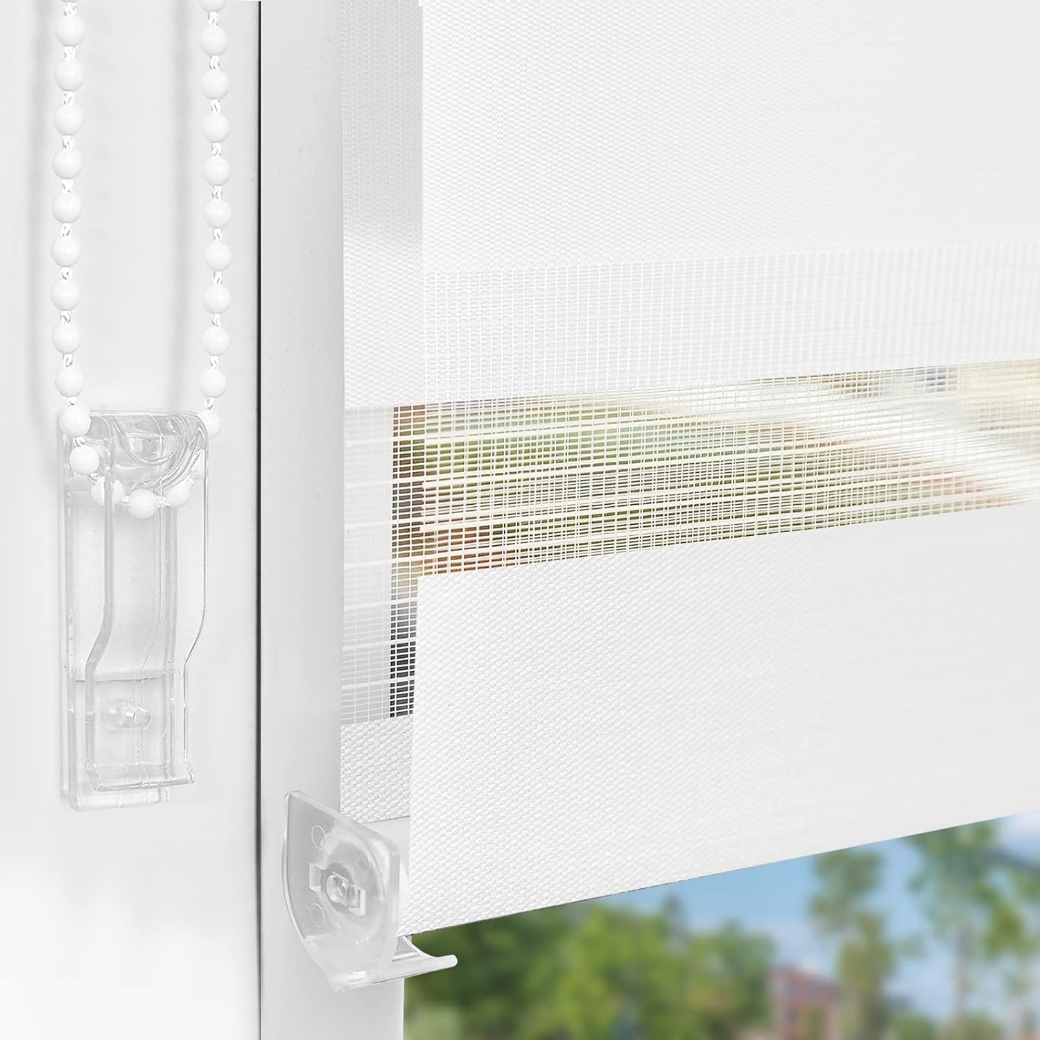 HOMEDEMO Tenda a rullo per interni Doppio Strato Senza Foratura, 50L x 230A cm, Bianco, Oscurante Giorno e Notte