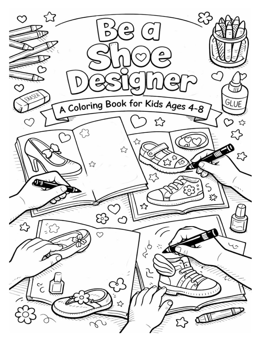 Be a Shoe Designer - A coloring book for kids ages 4 to 8: Creative Fun for Everyone who loves Fashion