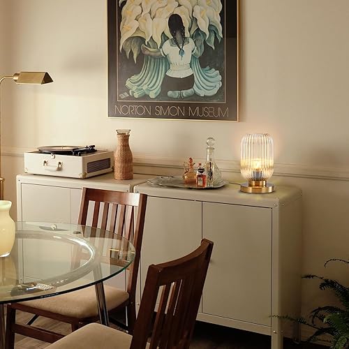 Miniatura 4 de Lámpara de mesa de noche, lámparas de mesa de cristal de mediados de siglo, lámpara de mesa moderna con globo dorado, lámpara de mesa de noche con