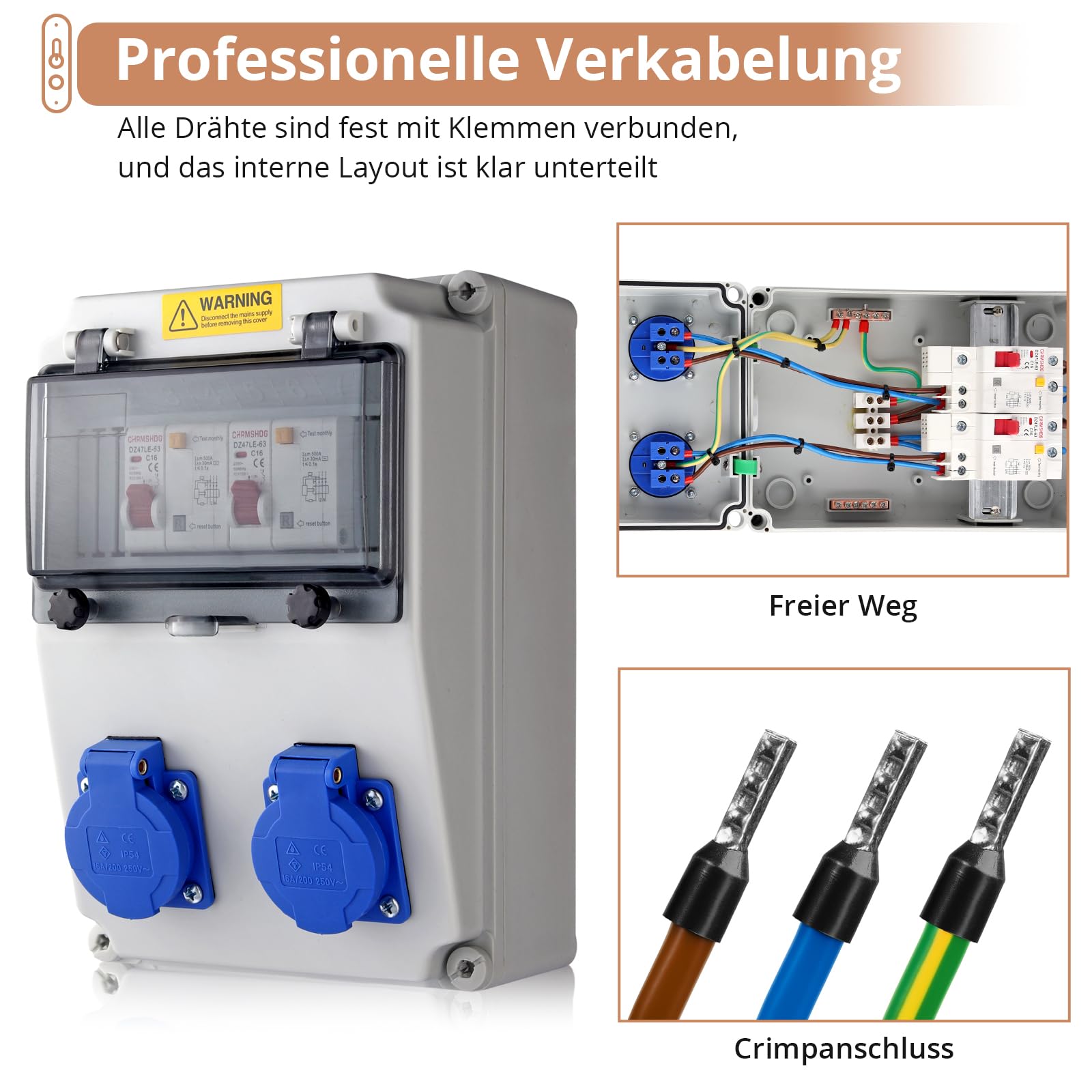 Baustromverteiler Mit LS+FI - IP66 Wasserdicht Für Innen/Außen