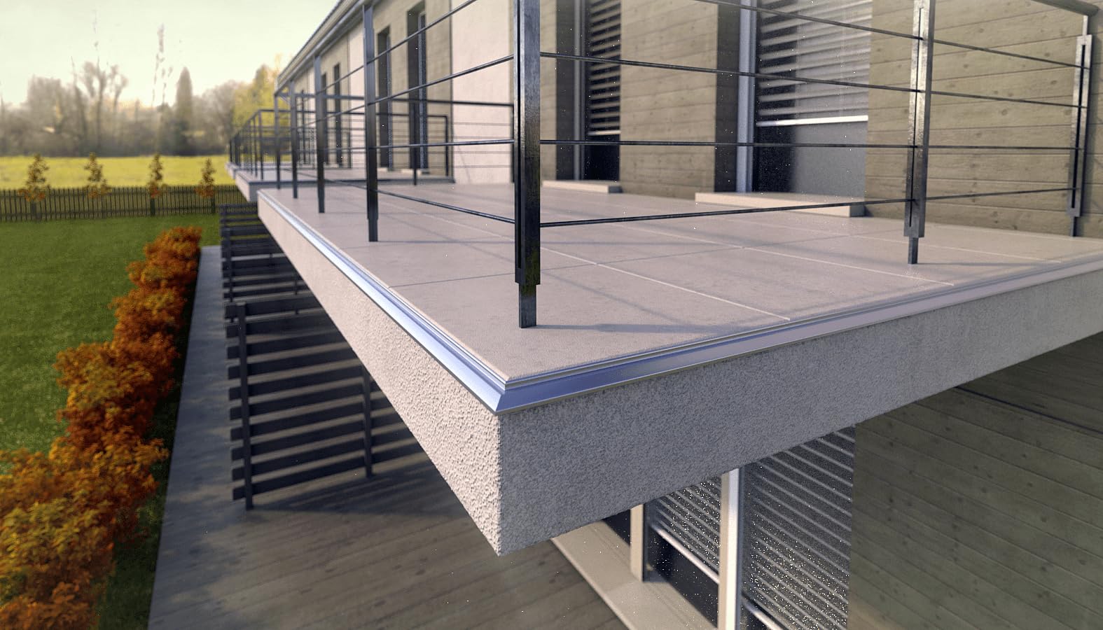 Renoplast® Perfil de aluminio para aleros K100R 200cm Grafito | Acabado de balcones | Suelos de baldosas sobre mortero adhesivo | Sistemas de drenaje de agua Perfil angular | Protección anticorrosión