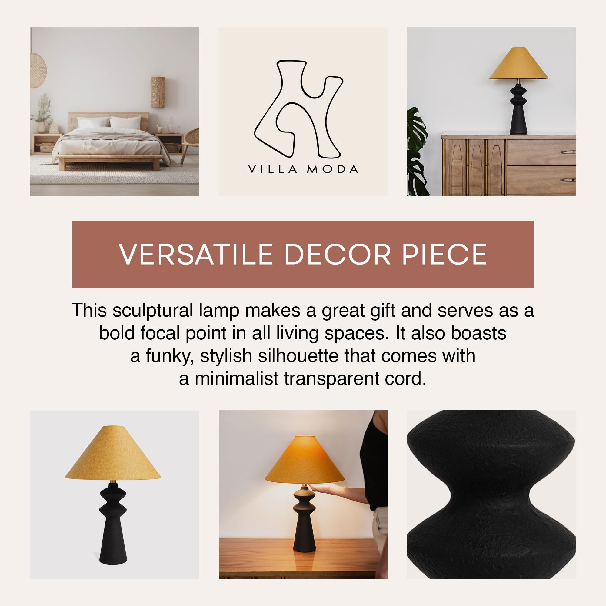 Villa Moda Henrik-Hxy 1660 Table Lamp, Black - Amazon.com