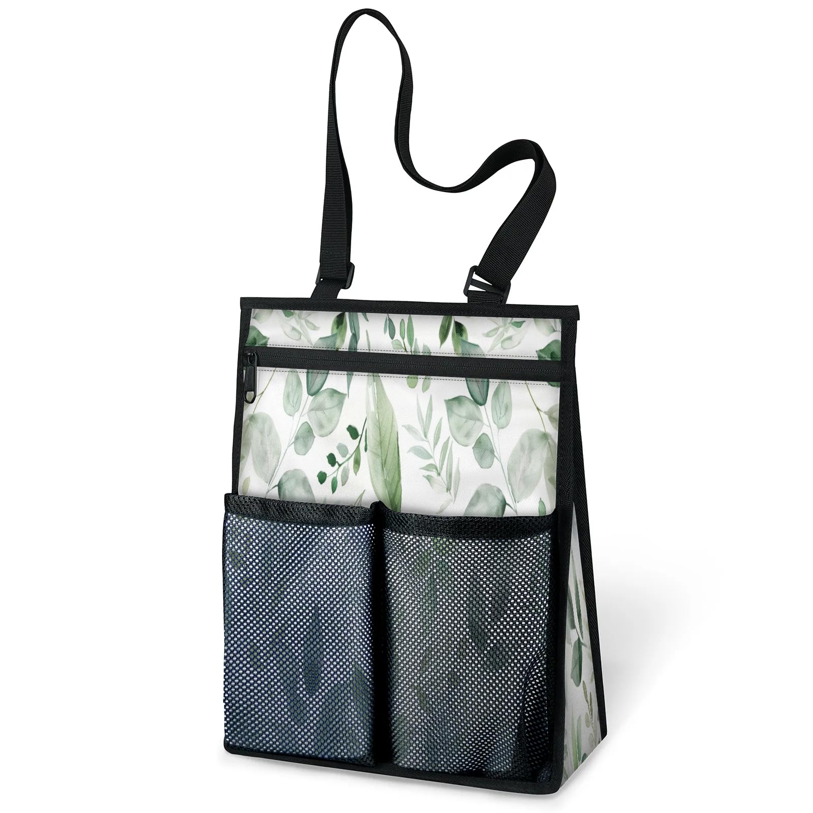 Ourtheme Eucalyptus Leaves Design Portable Shower Bag for Travel Gym Camp Beach Tote Shower Caddy Bags Hanging Toiletry