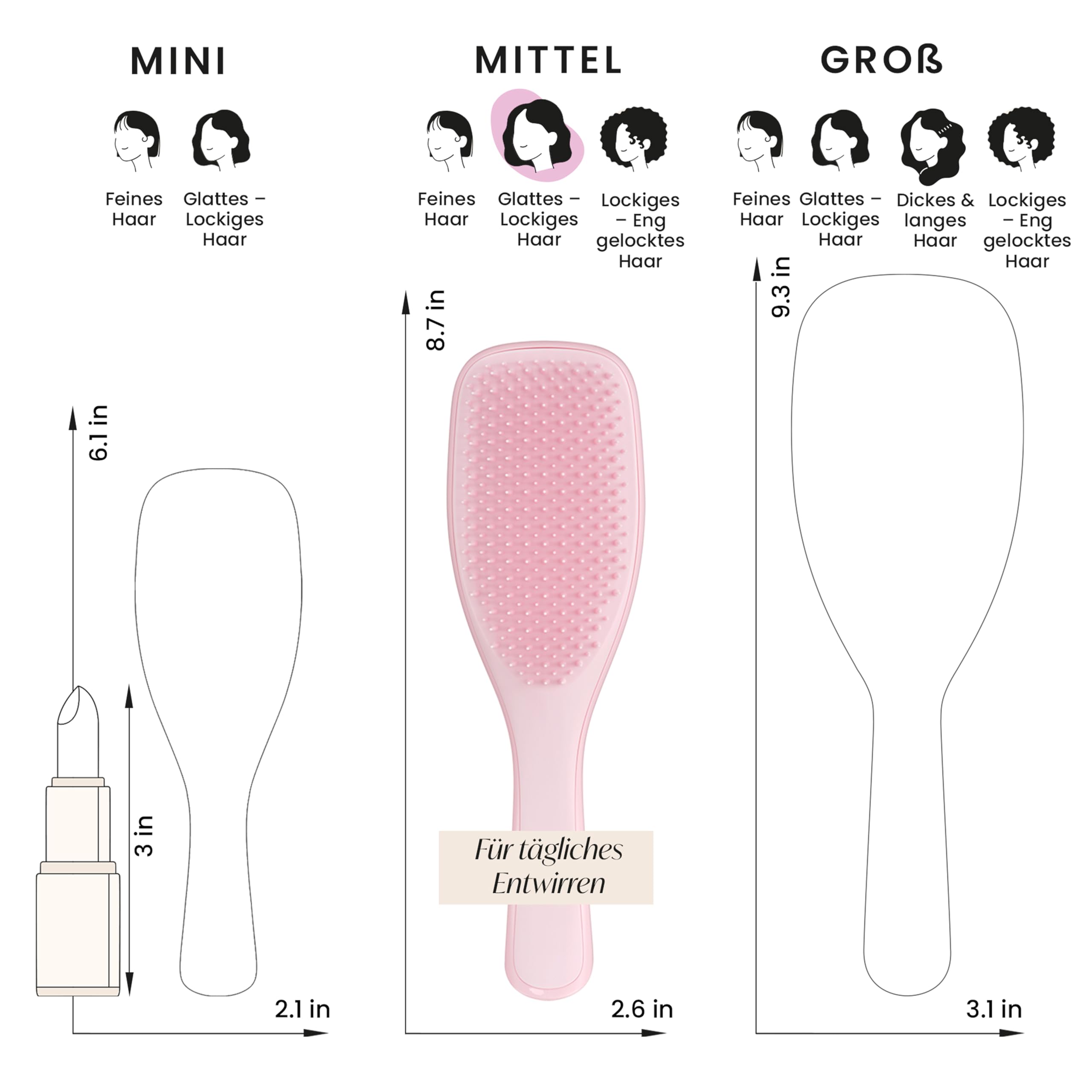 Tangle Teezer Ultimate Detangler Haarbürste – Für Nasses & Trockenes Haar – Entwirrungsbürste für Alle Haartypen – Zweistufige Borsten Reduzieren Haarbruch & Entfernen Knoten – Millennial Rosa - 2