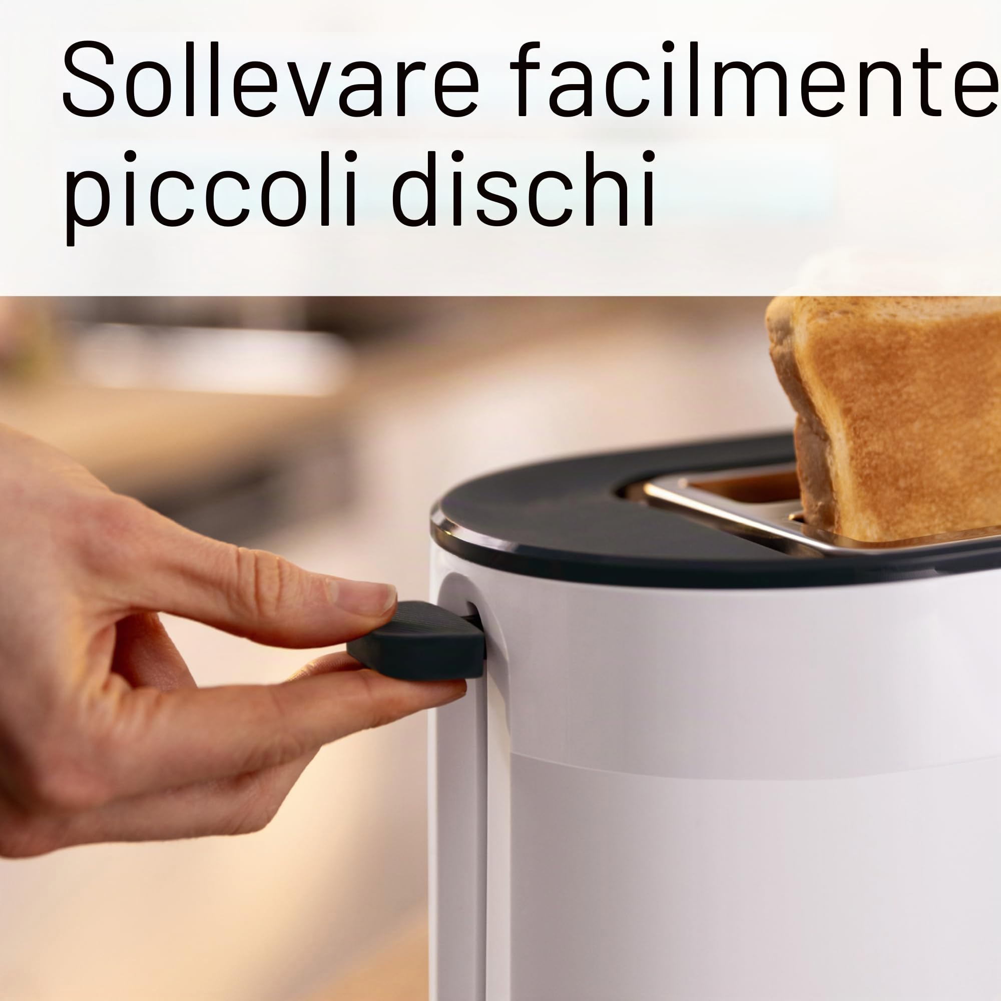 Bosch MyMoment TAT2M121 - Tostapane compatto con funzione di scongelamento, con funzione di spegnimento automatico, funzione sollevamento, centraggio del pane, perfetto per 2 fette, 800 Watt, bianco