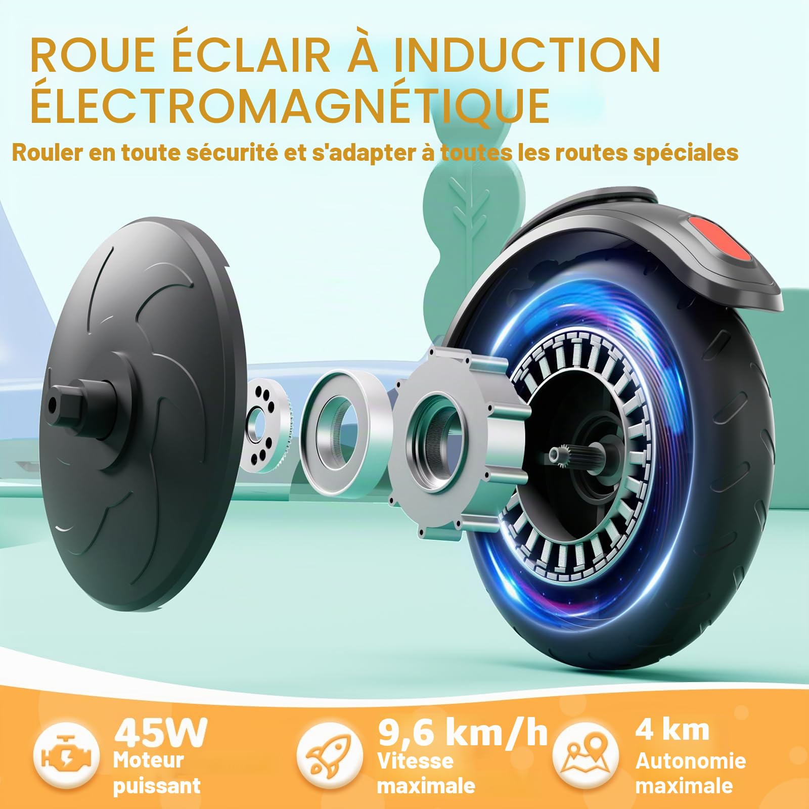 SISIGAD Trottinette électrique pour Enfants de 6 à 10 Ans, 5,3 ", avec lumières LED Clignotantes et 3 hauteurs réglables, Moteur de 45 W, Charge maximale : 70 kg