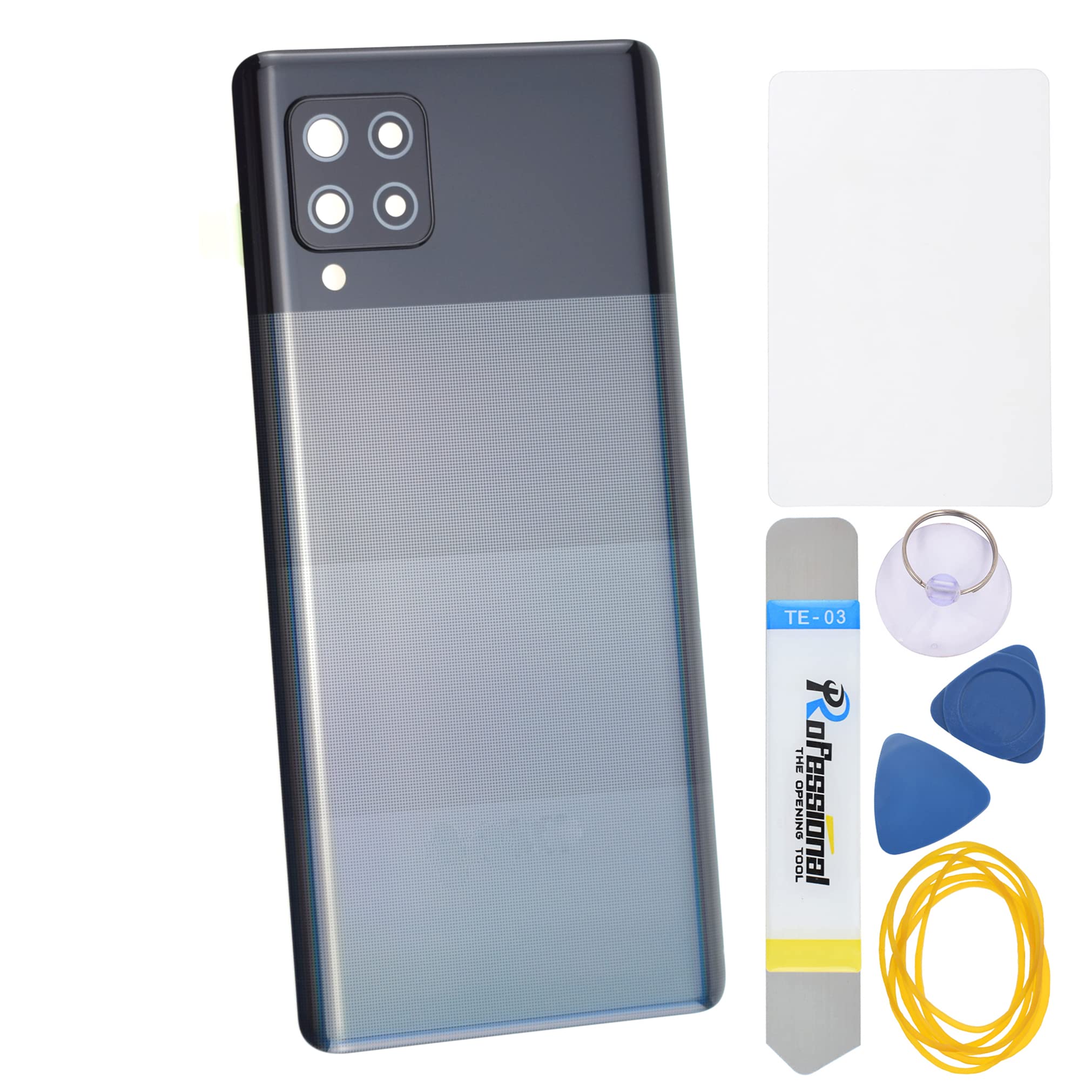 Prism Dot Black Plastic Back Panel Cover Replacement for Samsung Galaxy A42 5G with Rear Camera's Frame Rear Camera's Glass Cover Pre-Install Adhesive and Installation Instruction Tool Kit