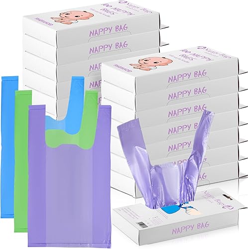 1800 sacos de pañales desechables para bebé, bolsas de pañales perfumadas con asa de fácil eliminación de pañales, bolsas de basura para excrementos